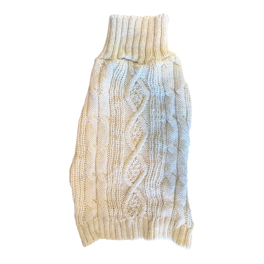 🌈 6/$60 Kyeese Wear Dog Sweater Cream Cable Knit Gold Thread Turtleneck 20” Back